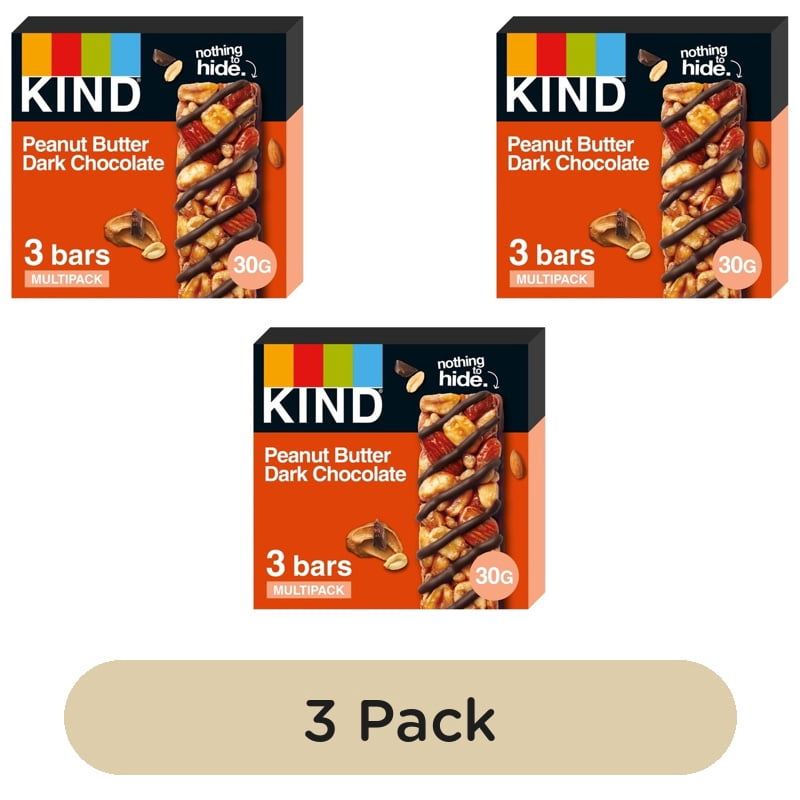 KIND Peanut Butter Dark Chocolate Snack Bars Multipack 3 x 30g, British Import (Pack of 3)