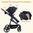 thumbnail image 5 of Convertible Baby Stroller, Foldable Pushchair, Newborn Reversible Bassinet Pram with Adjustable Canopy, Aluminum Structure, 5-Point Harness for Infant & Toddler (Black), 5 of 5