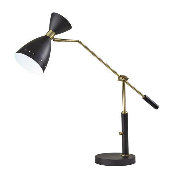 Adesso Oscar Adjustable Desk Lamp, Black with Antique Brass