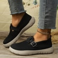 thumbnail image 3 of Womens Lightweight Knit Walking Shoes Comfortable Non Slip Sneakers Buckle Strap Casual Breathable Flat Running Shoes, 3 of 5