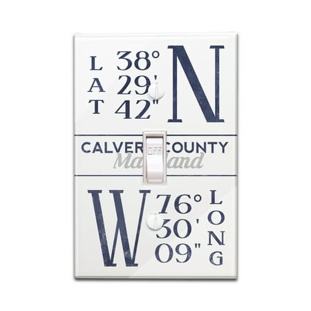 Longitude Three Light - Calvert County, Maryland - Latitude & Longitude - Lantern Press Artwork (Light Switchplate Cover)