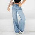 thumbnail image 2 of WTOBBY Women's Retro High Waist Loose Straight Leg Jeans, Personalized Wash Retro Denim Pants for a Fashionable Style, Comfortable Fit with Classic Design,Blue L, 2 of 8