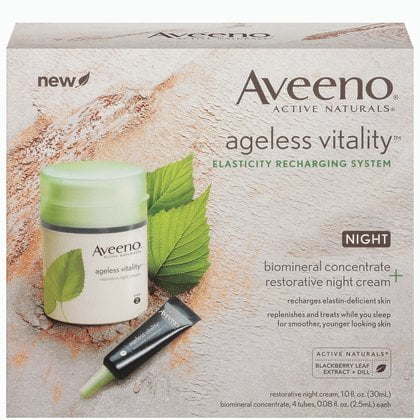 Aveeno Active Naturals Ageless Vitality Elasticity Recharging System, Night, 1 Kit