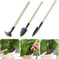 thumbnail image 2 of 3 Piece Mini Gardening Tools, Portable Garden Hand Tools Set, Miniature Gardening Rake Trowel and Shovel for Seedlings, Bonsai, Succulents, Herbs, Terrariums and Planting, 2 of 5