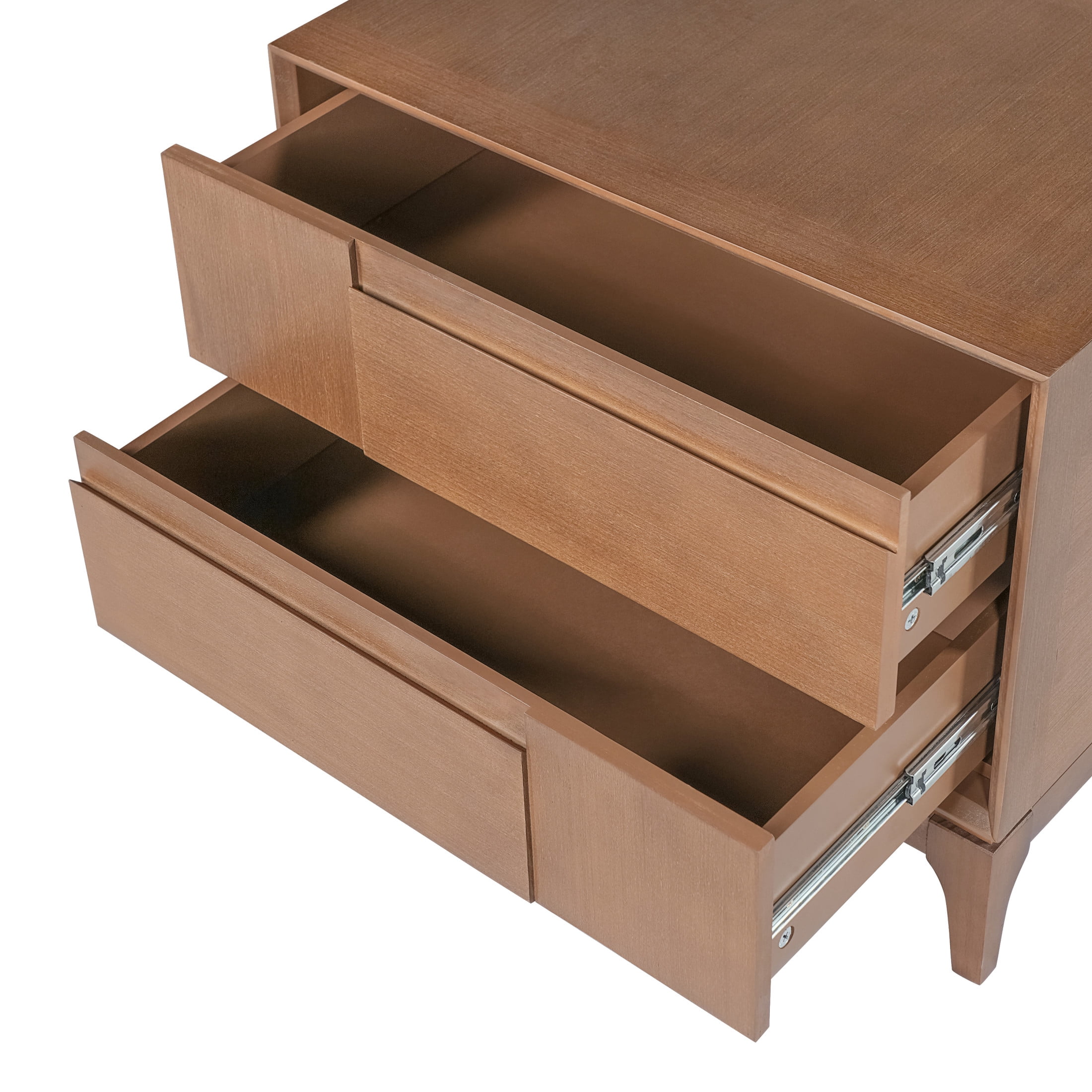 Christopher Knight Home Modern Mid-Century Nightstand with 2 Drawers, Unique Geometric Design, Brown, Set of 2