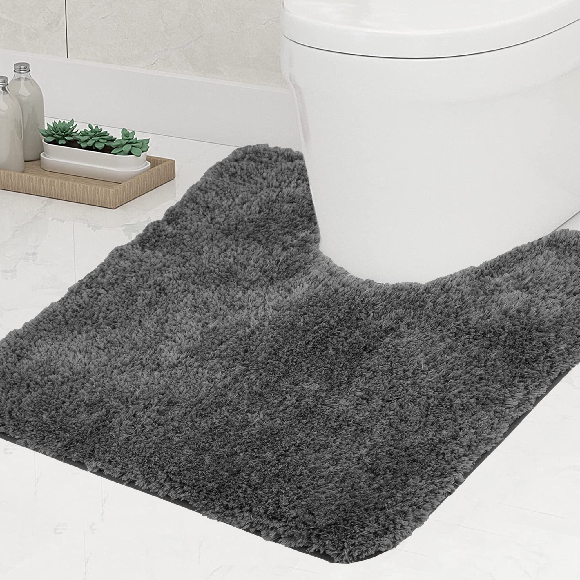 Bath Contour Rugs for Bathroom Non Slip, Microfiber Washable Large