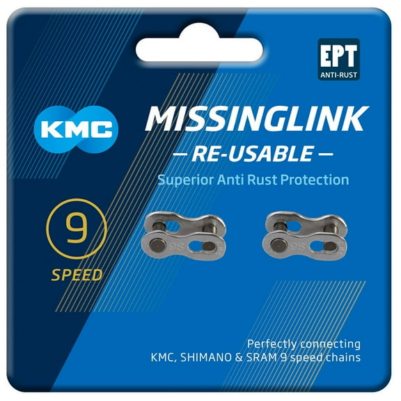 KMC MissingLink 9R EPT Silver 2 Pr (Reusable) cycle bike chain