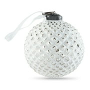 Holiday Time White Silver Dot Glass Ball Christmas Ornament, 3.75"