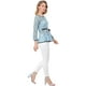 thumbnail image 4 of Blusas Tops Peplum De Encaje Semitransparente De ManLarCon CintuAnudaPaMujer Azul XS, 4 of 6
