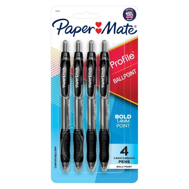 Paper Mate Profile Retractable Ballpoint Pens, 1.4mm Bold Point, Black ...