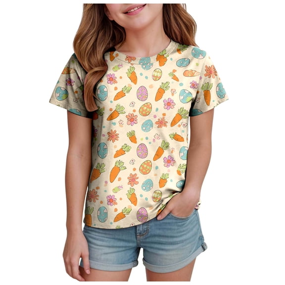 UAYOTSE Girls Shirts Short Sleeve Shirt for Girls Soft Cotton Tees Kids Tshirts Clothes Summer Tops T-Shirt,Sizes 8-9 Years