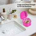 thumbnail image 4 of 2 Pack Denture Cup Denture Bath Holder Case with Strainer Basket, Dental Retainer Cleaner Case False Teeth Container Denture Bath Soaking Cup with 2 Brushes, 4 of 9