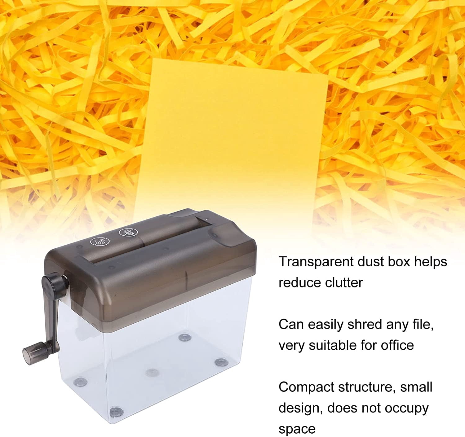 Acouto Manual Paper Shredder, Easy to Use Portable Shredder with Hand Crank for Home for Office Desktop for School