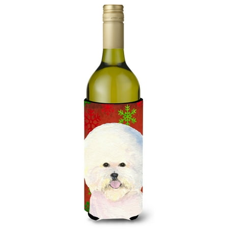 

Caroline s Treasures SS4733LITERK Bichon Frise Red and Green Snowflakes Holiday Christmas Wine Bottle Hugger Wine