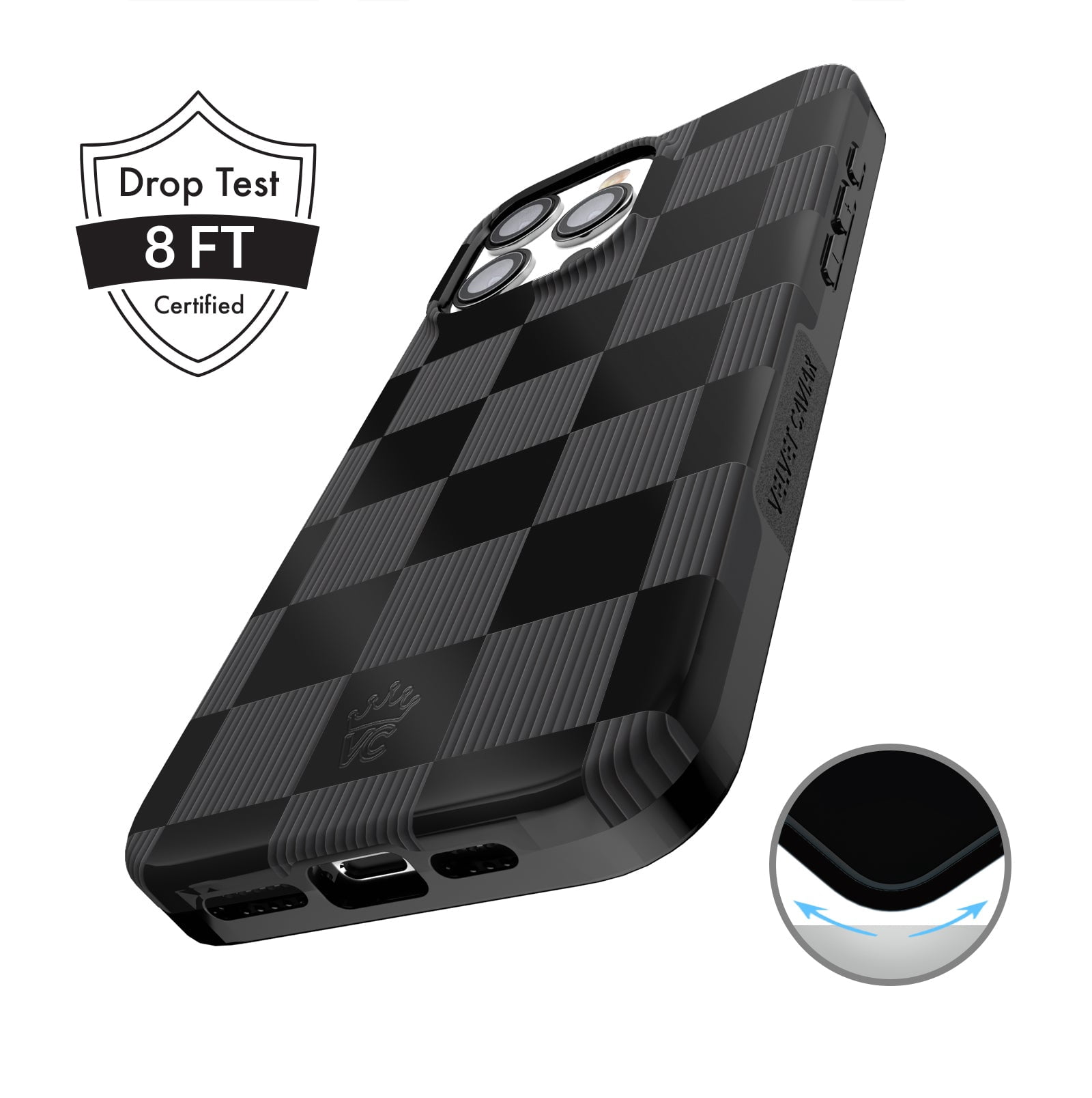 VELVET CAVIAR for iPhone 13 Pro Max Case Black Checkered - Compatible with MagSafe - Cute Protective Cases for Women for Women - Black Grey Checkerboard