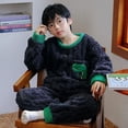 thumbnail image 1 of Ropa de dormir de franela cálida para niños y niñas, conjunto de pijamas de Navidad a juego para la familia, ropa de casa de lana de flores lindas, ropa de estar por casa, invierno, nuevo, 1 of 4