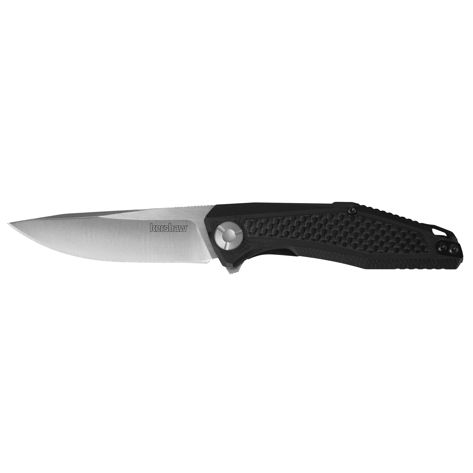 Kershaw Atmos Folding Pocketknife (4037); 3-in. 8Cr13MoV Stainless Steel Drop Point Blade; Black G10 Handle with Carbon... by KERSHAW KNIVES/KAI USA