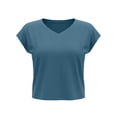 thumbnail image 6 of Brglopf Womens Open Back Workout Crop Tops V Neck Short Sleeve Athletic Shirts Tie Back Oversized Gym Running Yoga Tees Navy S, 6 of 7