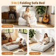 thumbnail image 3 of 3 in 1 Folding Sofa Bed, Convertible Corduroy Sleeper Chair Floor Couch, Lounger Bed filled with Shredded Foam for Living Room. Beige, 3 of 8