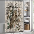 thumbnail image 3 of Owl Tree Branch Flower Fabric Shower Curtain Vintage Postmark Washable Shower Curtains for Bathroom, Waterproof Bath Curtain with Hooks Home Decor 72x72in, 3 of 8