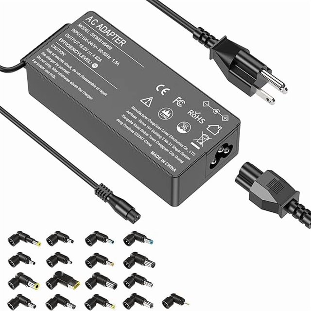 wonima11 90W Universal Laptop Charger with 17 Tips, Compatible with HP Len OVO Dell Asus Acer Samsung Toshiba IBM Fujitsu Notebook Ultrabook Chromebook Charger Power Supply Cord