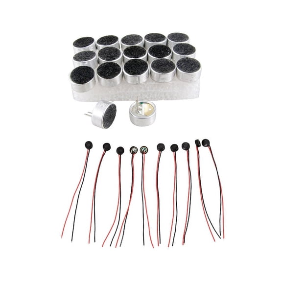 28 Pcs MIC Capsule Electret Condenser Microphones for PC Phone MP3 MP4, 18 Pcs 9.5X4.5 Mm & 10 Pcs 4X2 Mm
