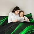 thumbnail image 6 of Manfei Modern Geometric Artistic Queen Comforter Set,Stripes Lines Aesthetic Bedding Sets,Neon Green Black Bedding Comforter Set For Girl Kids,Microfiber Bedroom Decor Reversible,3-Piece, 6 of 9
