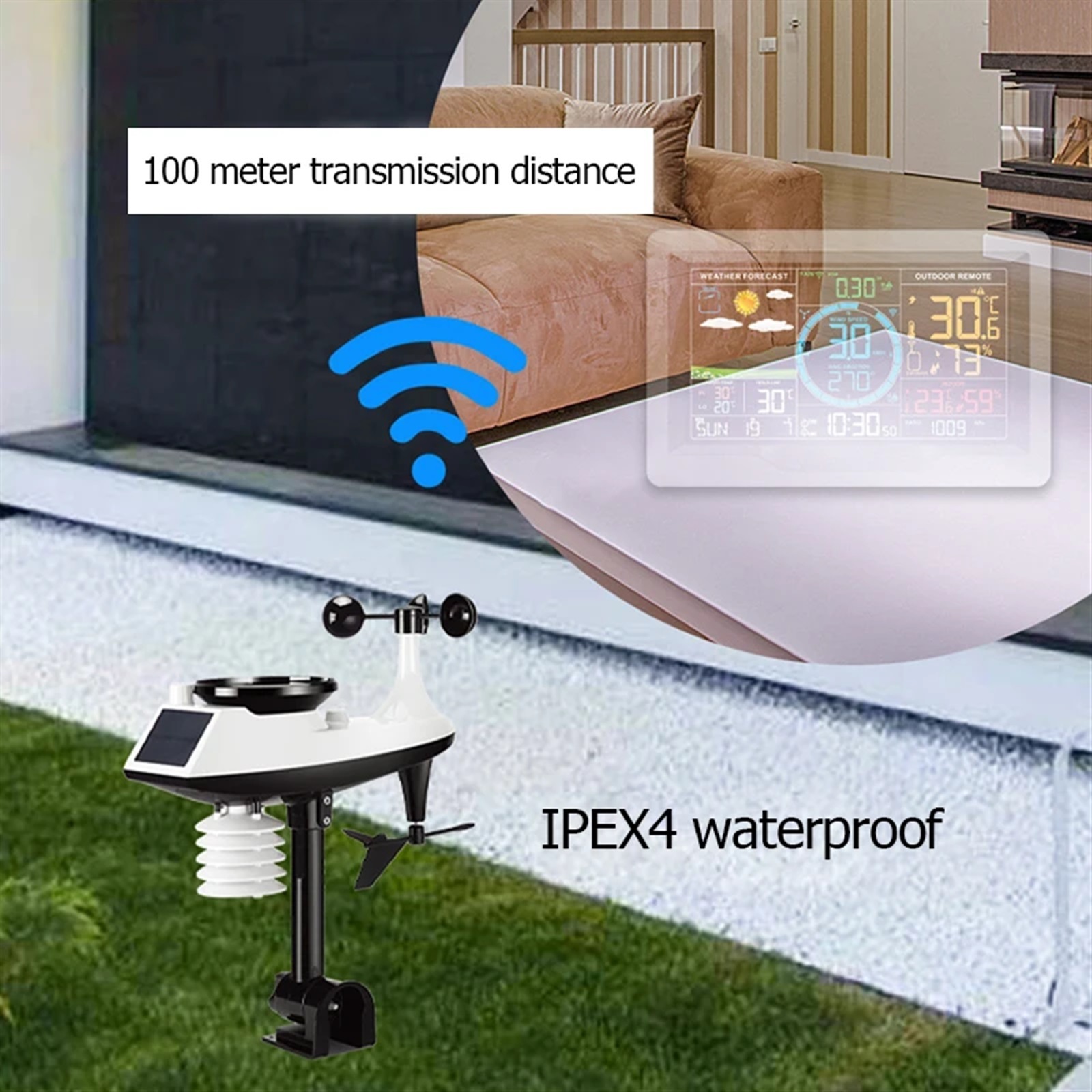 FJ3390A Professional Weather Station Temperature Humidity Wind Speed & Rainfall Detection Multifunctional Weather Forecast Clock ,High Precision