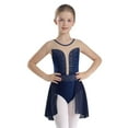 thumbnail image 1 of Alvivi Robe de Gymnastique en Strass pour Adolescentes, Sans Manches, Tutu en Maille Transparente, Justaucorps de Ballet, Costume de Performance Lyrique Bleu Marine 16, 1 of 7