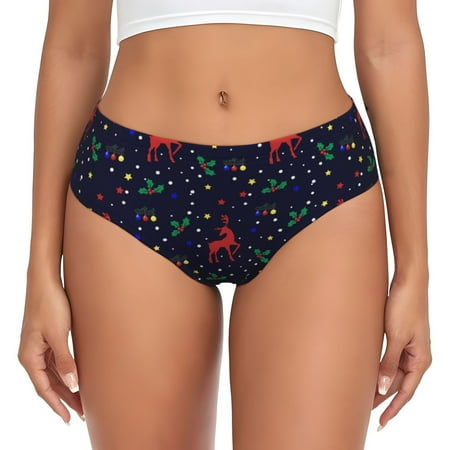Goofa Christmas Deer Pattern Women s Cotton Underwear Brief Underwear Ladies Panties- Soft  Comfortable  and Stretchy Underwear-XX-Large