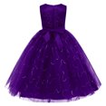 thumbnail image 3 of IBTOM CASTLE Flowers Girls Tulle Lace Dress for Kids Wedding Bridesmaid Pageant Birthday Party Communion Formal Princess Prom Maxi Gown 9-10 Years Dark Purple, 3 of 8