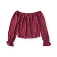 thumbnail image 1 of Aeropostale Blusa de punto campesina para mujer, púrpura, pequeña Aeropostale Tejer, 1 of 1