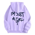 thumbnail image 6 of NinXxx Women's Letter Print Hoodie Long Sleeve with Pockets Purple XL, 6 of 8