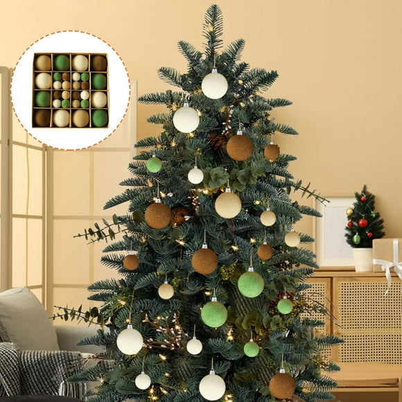 44 Pcs Velvet Christmas Balls Flocked Christmas Tree Ornaments Plastic Balls Xmas Decorative Hanging Ornaments Christmas Tree Decoration