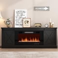 thumbnail image 6 of Chvans 70” Fireplace TV Stand with 36" Fireplace for up 80" TVs, Farmhouse Entertainment Center Console Table with Barn Door/Adjustable Shelves, 6 of 9