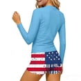thumbnail image 5 of Jamicy Girls Swimsuit Bathing Suits Long Sleeve Top with Swim Shorts Rash Gurad Beach Swimsuit Set Usa Prints Two Piece Swimsuit Set for Kids, 5 of 8