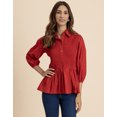 thumbnail image 2 of Moomaya Solid Peplum Style Regular Fit Top, Casual Smocked Shirt Top For Women, 2 of 8