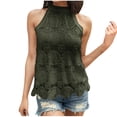 thumbnail image 1 of Mrat Débardeurs Grande Taille pour Femmes Débardeurs d'Été T-Shirts Col Rond Sans Manches Blouses Décontractées Amples Débardeurs Col Haut pour Femmes P-346 Vert Armée P, 1 of 7