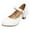White, variant on Krdevn Girls' Low Heel Mary Jane Dress Shoes, Satin Leather with Moon-Star Charm, Comfortable Fashion Party Shoes for Kids,12