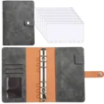 thumbnail image 1 of 2025 New PU Leather Notebook A6 Binder DIY Planner Organizer 8 Zipper Pockets 12Pcs Budget Sheet 2Pcs French Alphabet Stickers, 1 of 7