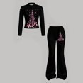 thumbnail image 5 of WhouRiu Girls Christmas Graphic Outfit Sets Fall Winter Long Sleeve Zip Up Jacket Flared Pants Clothes Set 4-14 Years, 5 of 6