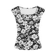 thumbnail image 7 of PVCS Womens Tops Clearance Under $5 Women's Casual Printed Short-Sleeved Neck Tops Blouse, 7 of 7