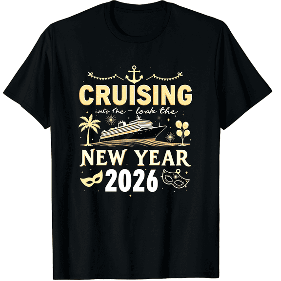 Cruising Into 2026 New Years Eve Party Favors Family Holiday Graphic Tee T-Shirt for Men Women