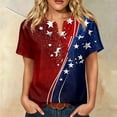 thumbnail image 2 of Womens Summer Tops 250 Anniversary USA Flag Short Sleeve 4th of July Patriotic American Flag Stars Button V Neck Henley 250th Anniversary USA shirt Fashion Beach Vacation Clothes Deep Red XXL, 2 of 10