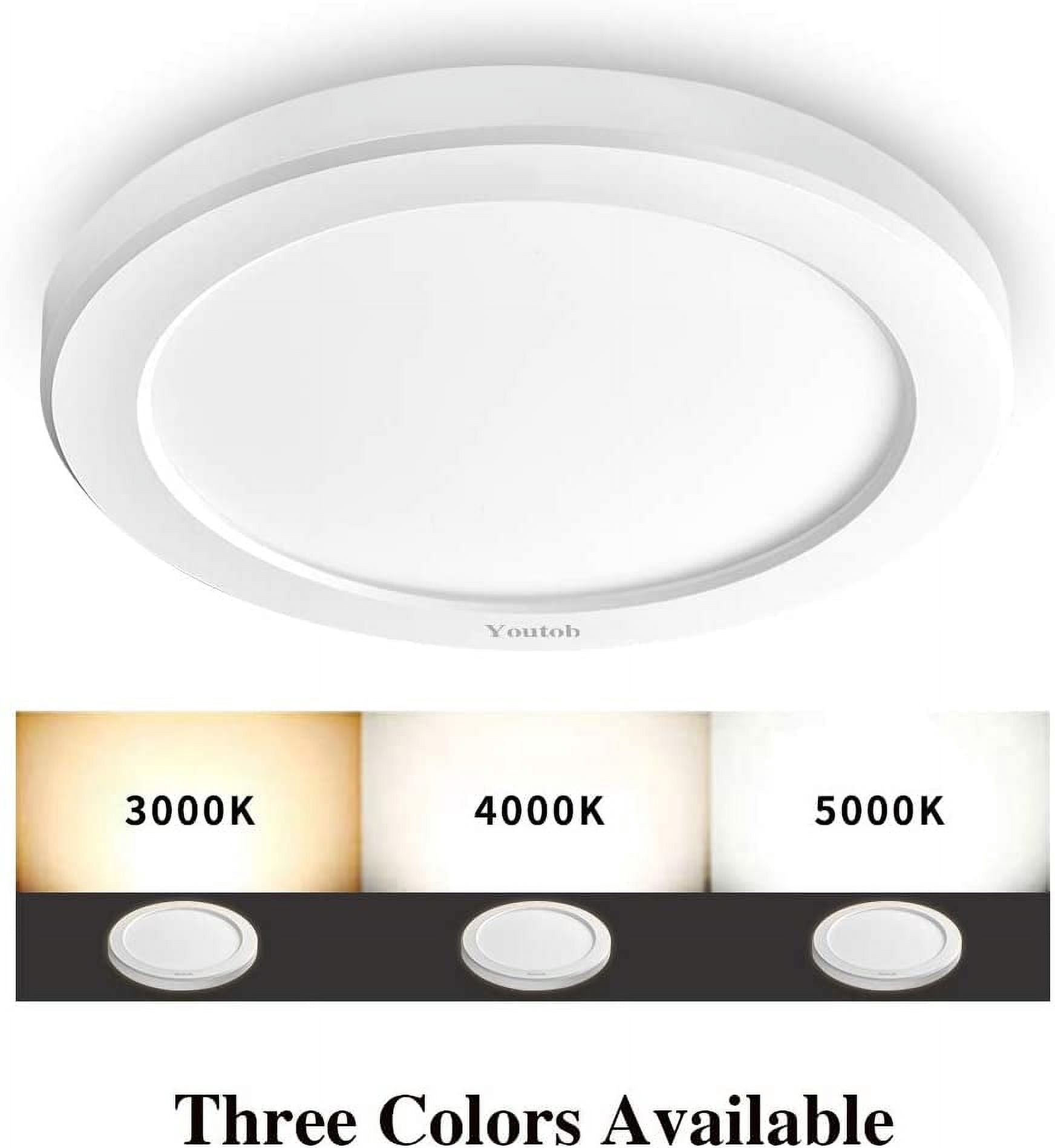 Youtob LED Ceiling Light Flush Mount with Adjustable 3 Colors, 15W 1500lm Round Lighting Fixture for Kitchens, Closets, Hallways, Stairwells, Bedrooms(3000k/4000k/5000k Available) (White)