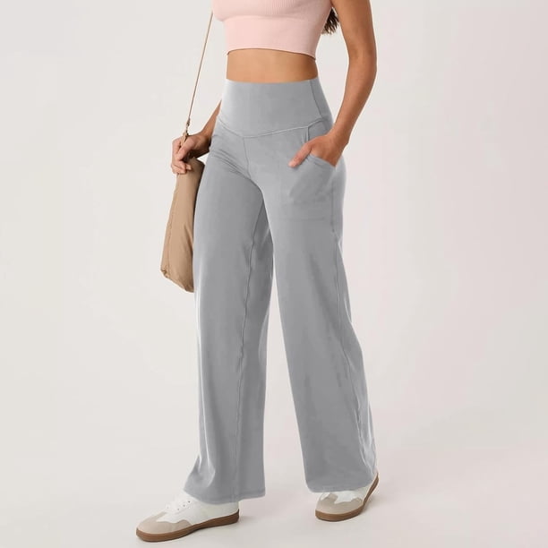 WILLBEST Pantalones Casuales para Mujer, de Pierna Ancha, para Yoga, Entrenamiento, con Bolsillos, Elásticos, Holgados, para Mayor Comodidad Durante Todo el Día. Chica