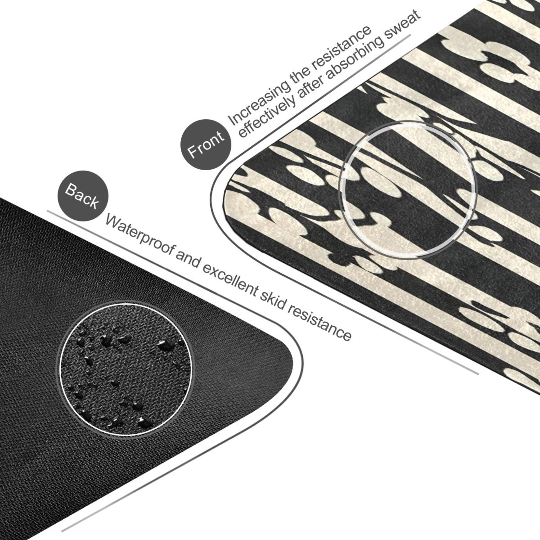 BZSMCE Yoga Mat Women Fitness Mat White Bloom Silhouette Pattern