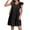 Black, variant on Summer V-neck Solid Color Cap Sleeve Casual Ruffle Mini Dress