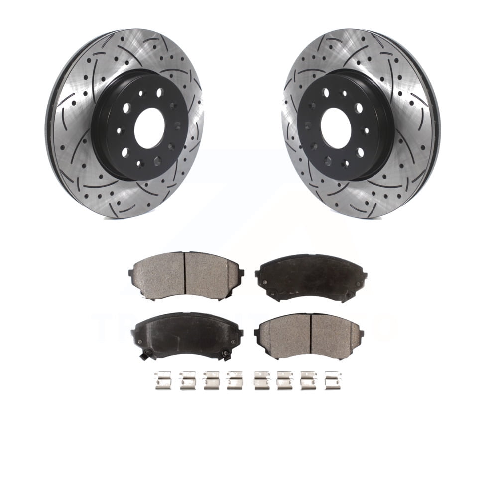 Front Coated Drilled Slotted Disc Brake Rotors And SemiMetallic Pads