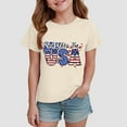 thumbnail image 2 of Ccpelsie Toddler Girl and Boys 4th of July Outfit American Flag Bow Print T-Shirt Kids Top Independence Day Clothes(Beige,7-8 Years), 2 of 4